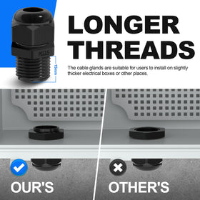 Joinfworld cable gland 1/4in 4-8mm provides weatherproof pass-through.