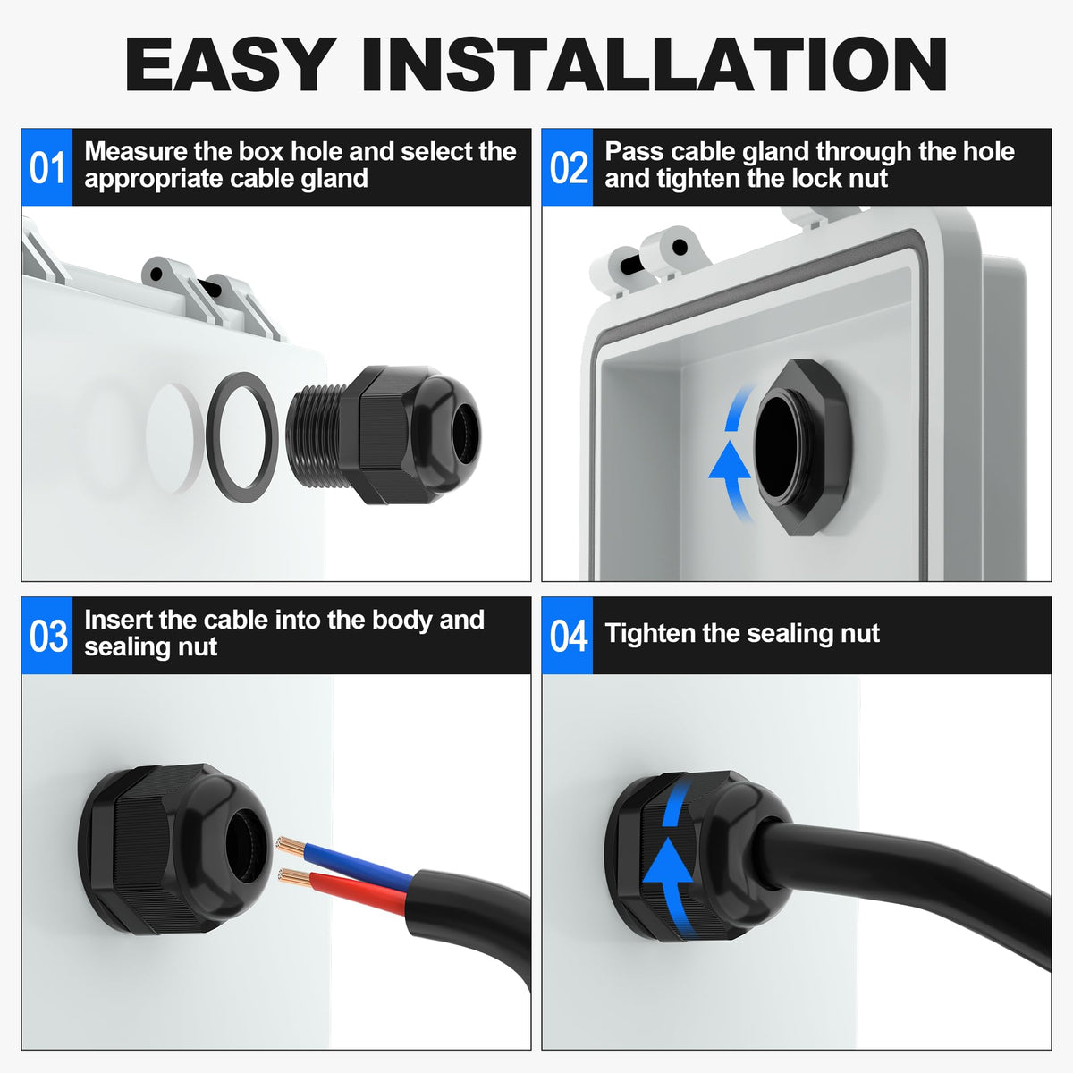 Joinfworld cable gland 1in 18-25mm accommodates large cables.