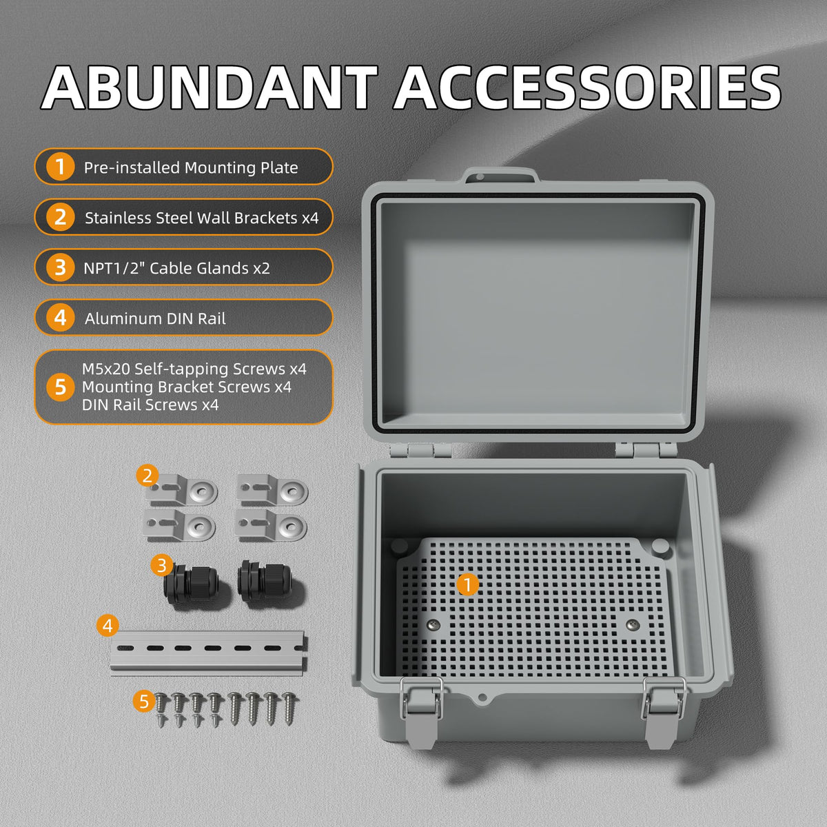 Joinfworld weatherproof box with cable glands for waterproof cable entry