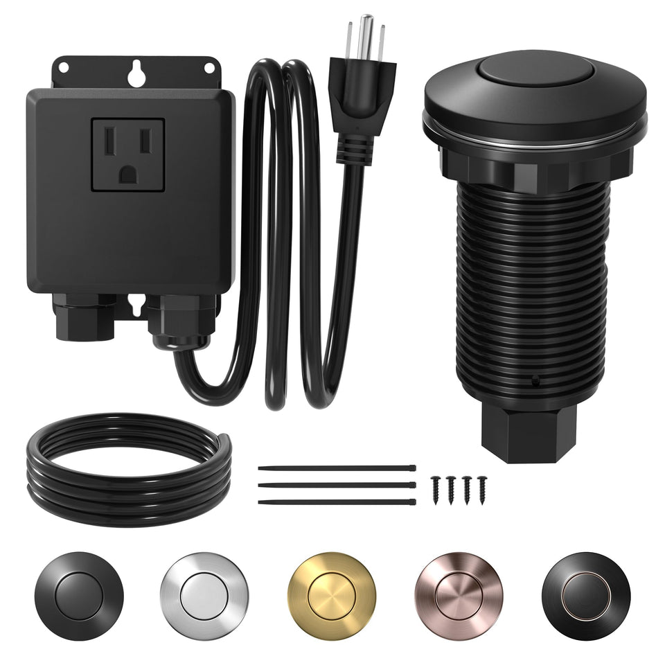 Joinfworld garbage disposal air switch button in matte black, waterproof and easy to use.