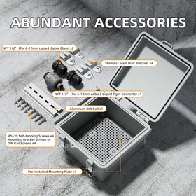 Joinfworld IP67 box cable glands show wire entry options for outdoor wiring