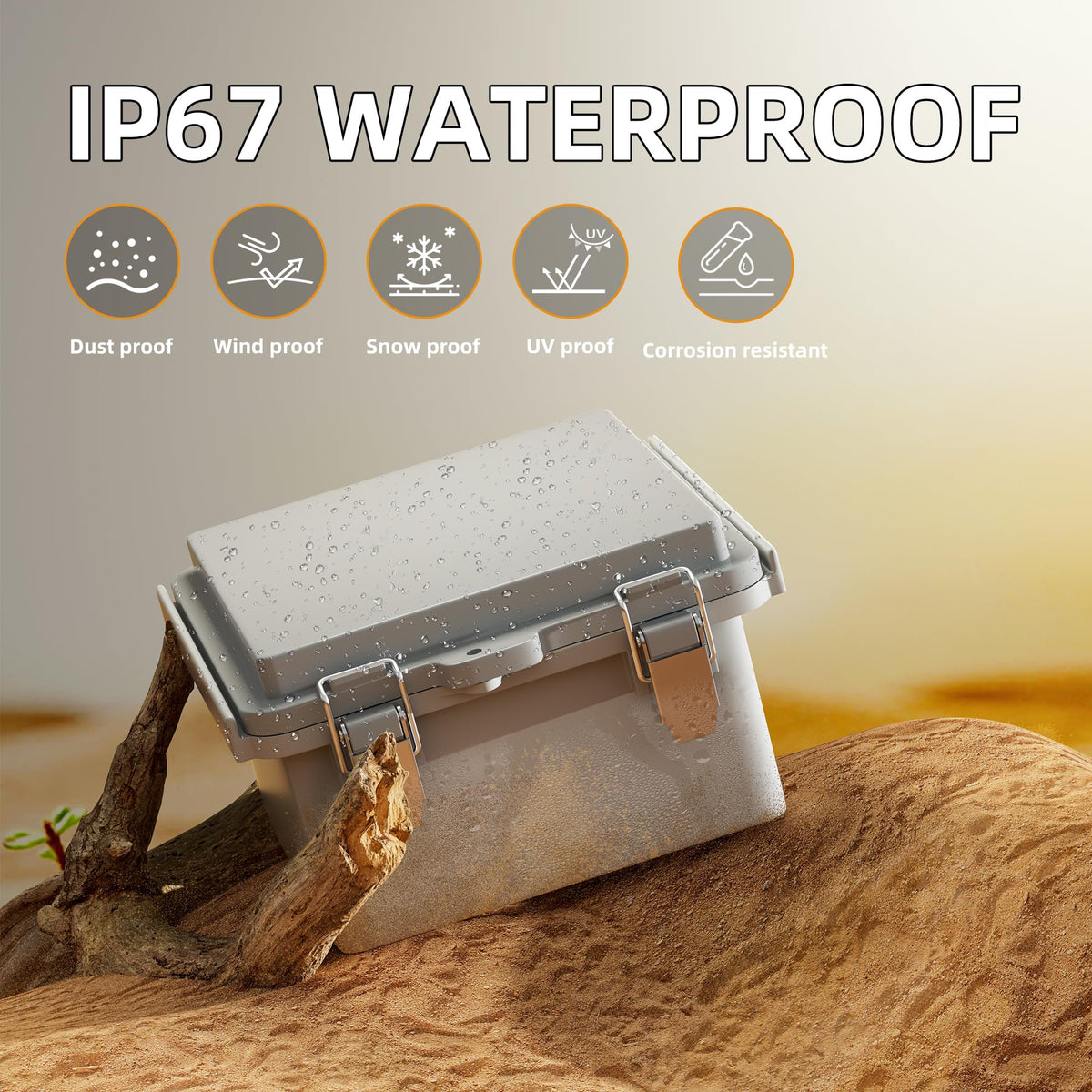 Joinfworld IP67 enclosure seal detail emphasizes waterproof protection against dust and moisture