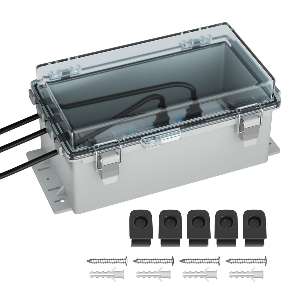 Joinfworld hinged-transparent-cover outdoors keeps outlets visible and protected.