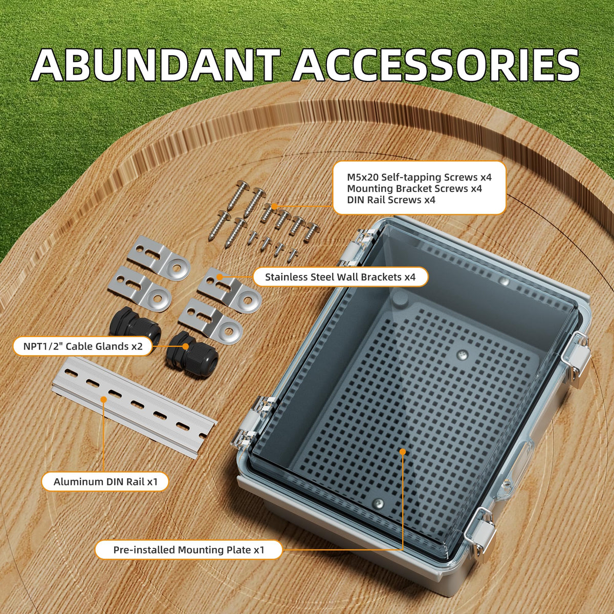 Joinfworld enclosure with cable glands and waterproof seals for outdoor cabling.