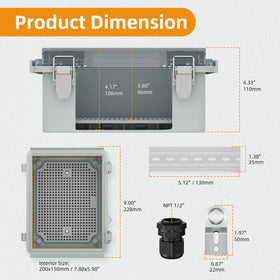 Joinfworld locking enclosure side view with stainless steel latches.