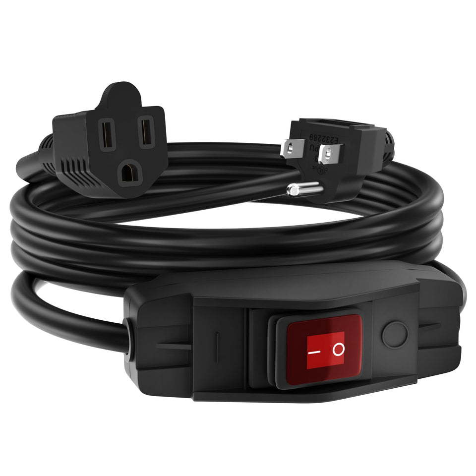Joinfworld switched extension cord 8ft for versatile indoor and outdoor power access