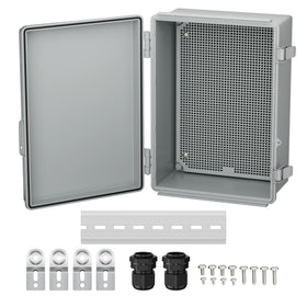 Joinfworld waterproof box outside with stainless steel latches for durable outdoor protection.
