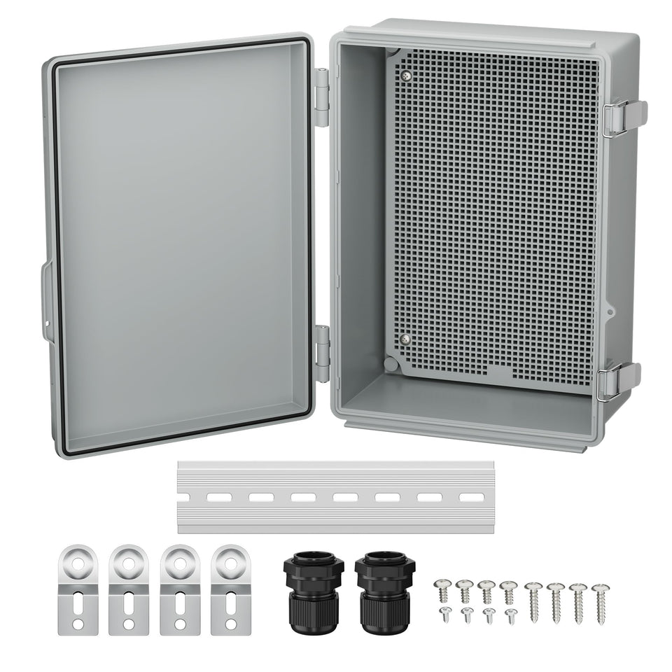 Joinfworld waterproof box outside with stainless steel latches for durable outdoor protection.