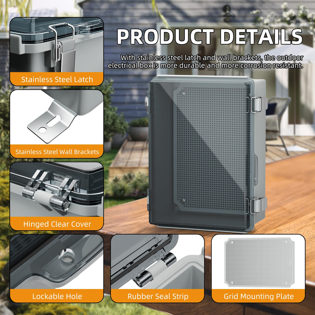 Joinfworld weatherproof box with DIN rail for mounting controllers.