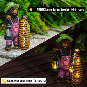 Joint Honglin Bee Happy lettering adds whimsy to outdoors.