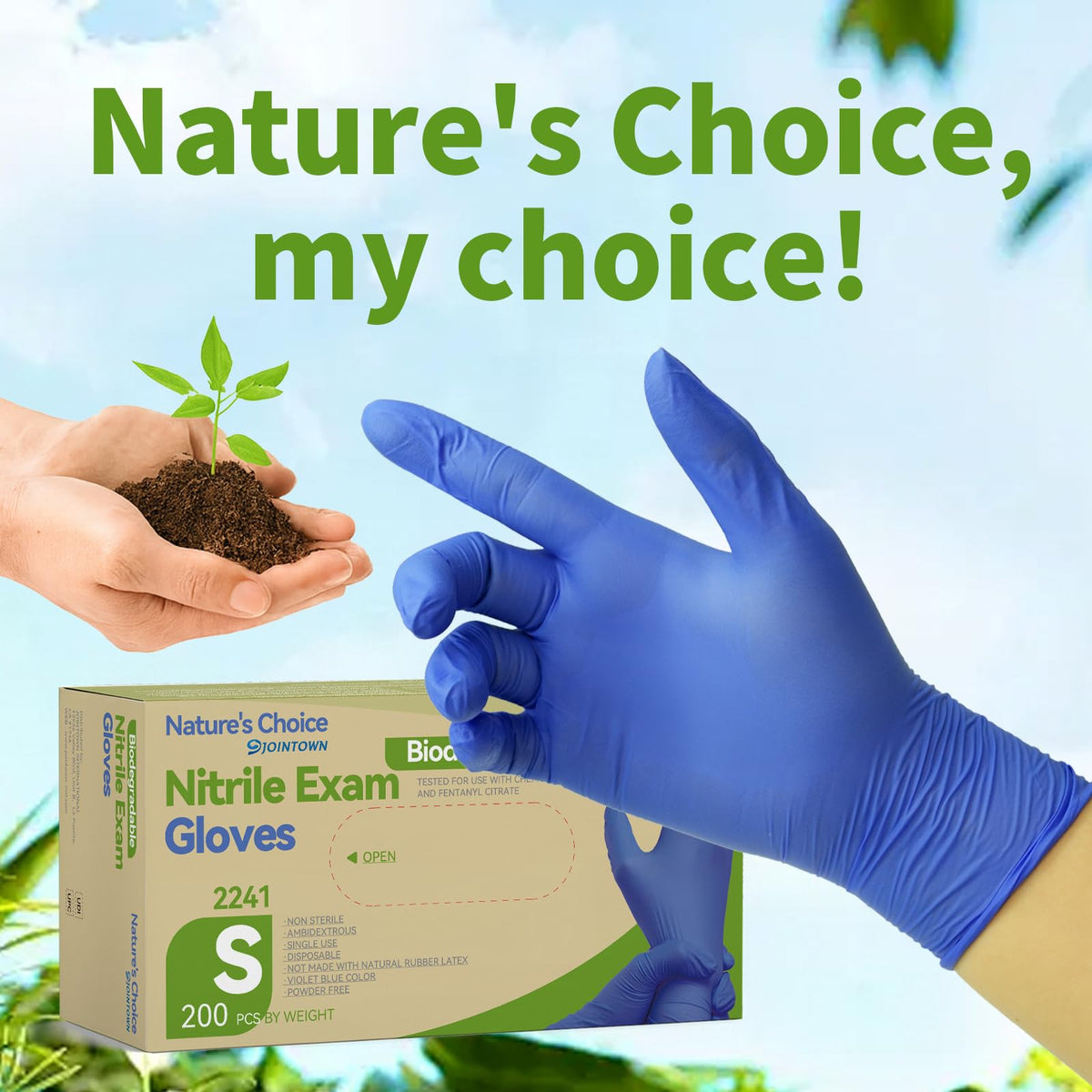 Jointown 3.5 mil exam gloves with easy donning and flexible fit