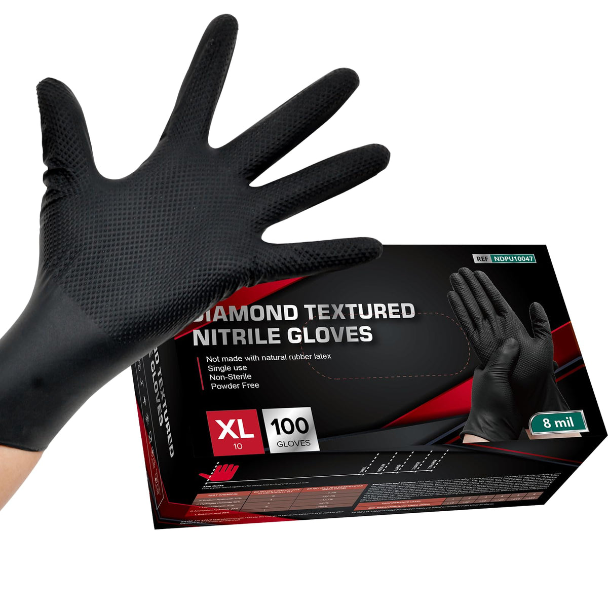 Jointown basic heavy-duty nitrile gloves with raised diamond texture for a secure grip in wet conditions.