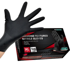 Jointown basic heavy-duty nitrile gloves with raised diamond texture for a secure grip in wet conditions.
