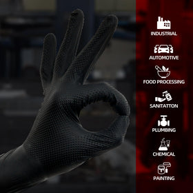 Jointown black nitrile gloves offer high visibility for mechanics and automotive work.