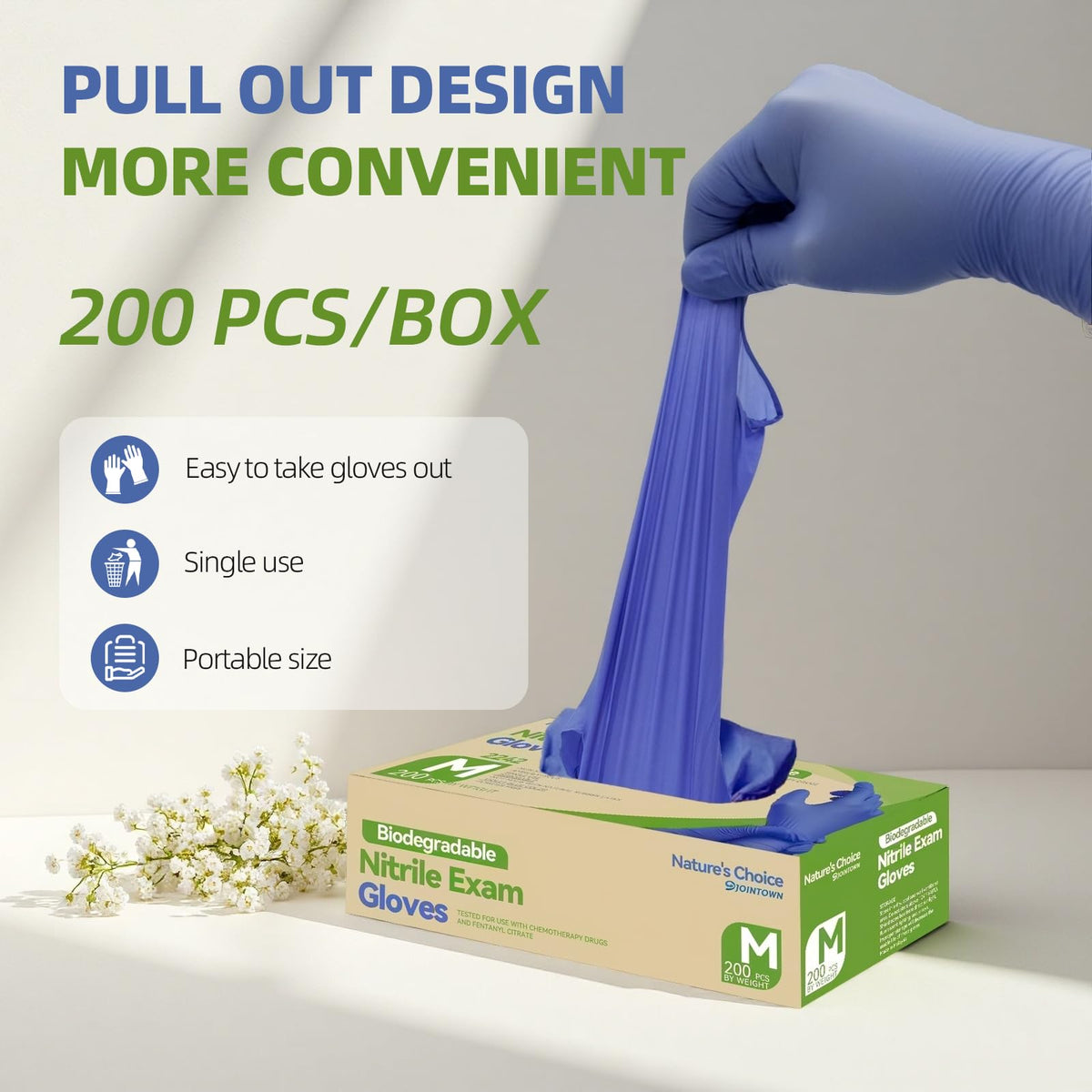 Jointown powder-free latex-free nitrile gloves suitable for daily use