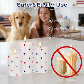 JOIONE table and mantle decor adds warm patriotic ambiance to indoor spaces.