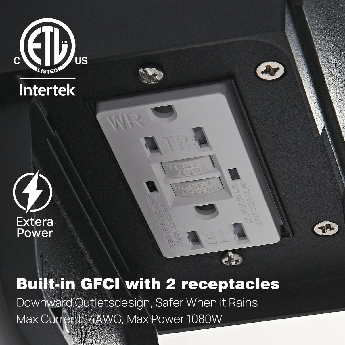 JOKAONOTL black wall light downward outlets with rain protection.