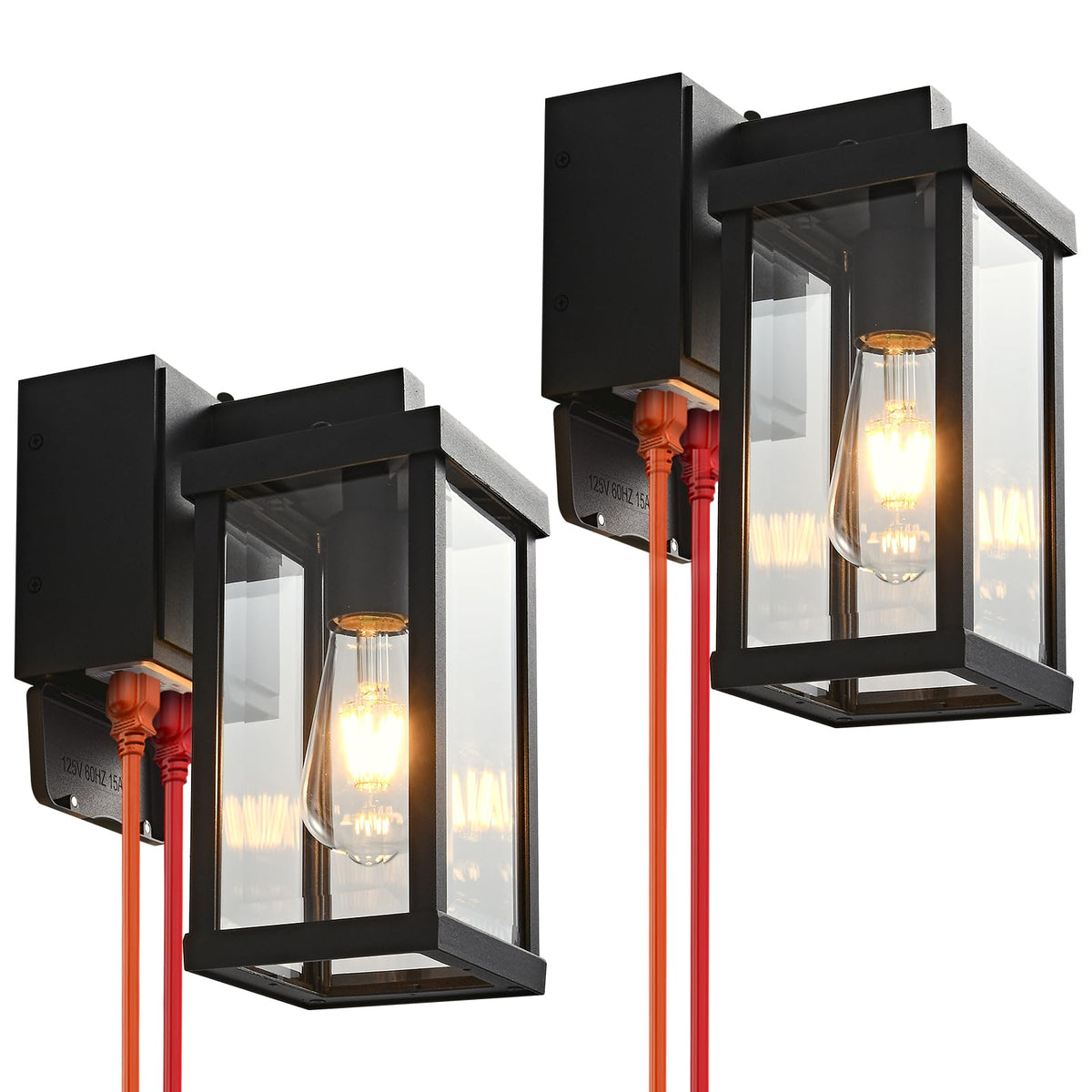 JOKAONOTL porch light with GFCI outlet front view for outdoor power needs and security cameras.