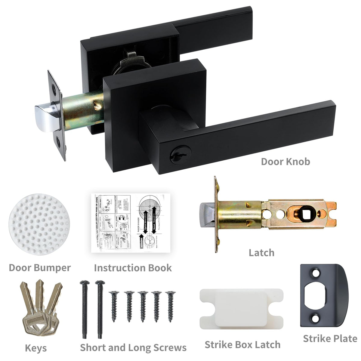 JO.KO square door lever for privacy rooms and bathrooms.
