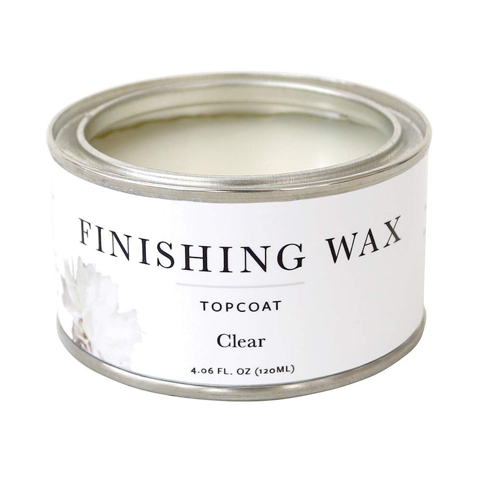 Jolie Finishing Wax bottle front shows a clear odor-free topcoat for interior wood.