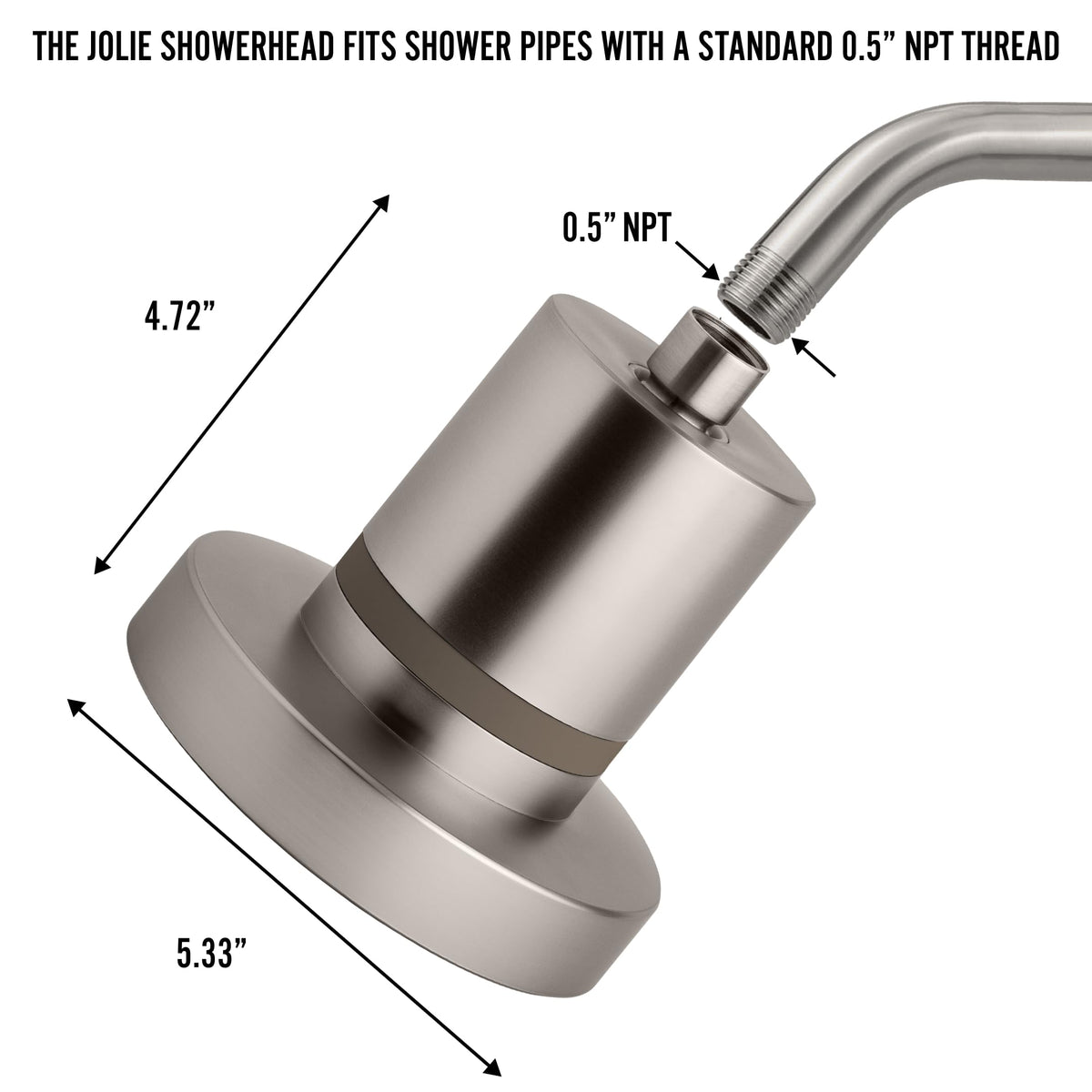 Jolie showerhead finishes including Jet Black and Brushed Steel for style.