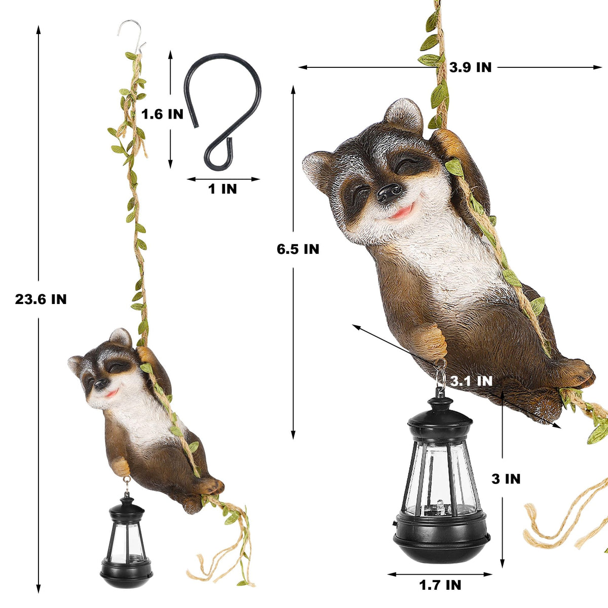 Joliyoou raccoon climbing on vine adds whimsical garden charm