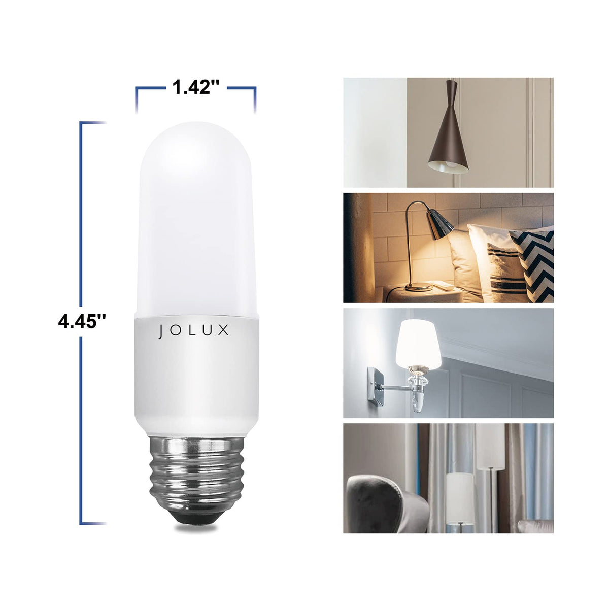 Jolux LED Stick Light Bulbs in a ceiling fixture demonstrating enclosed-fixture compatibility