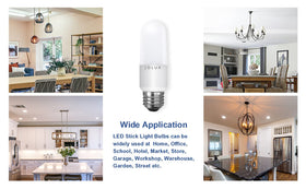 Jolux LED Stick Light Bulbs with E26 base illustrating universal socket fit