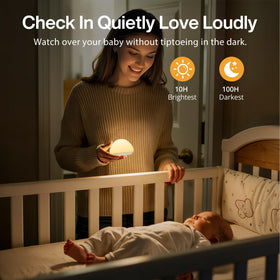 Memory function recalls last brightness and color for quick bedtime setup.