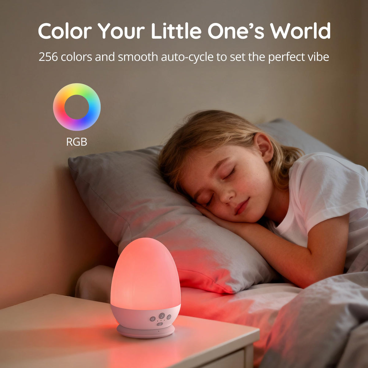 JolyWell night light featuring stepless dimming for gentle brightness control.