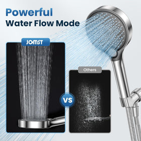 Jomst wide-face design provides extensive coverage for thorough, relaxing rinses.