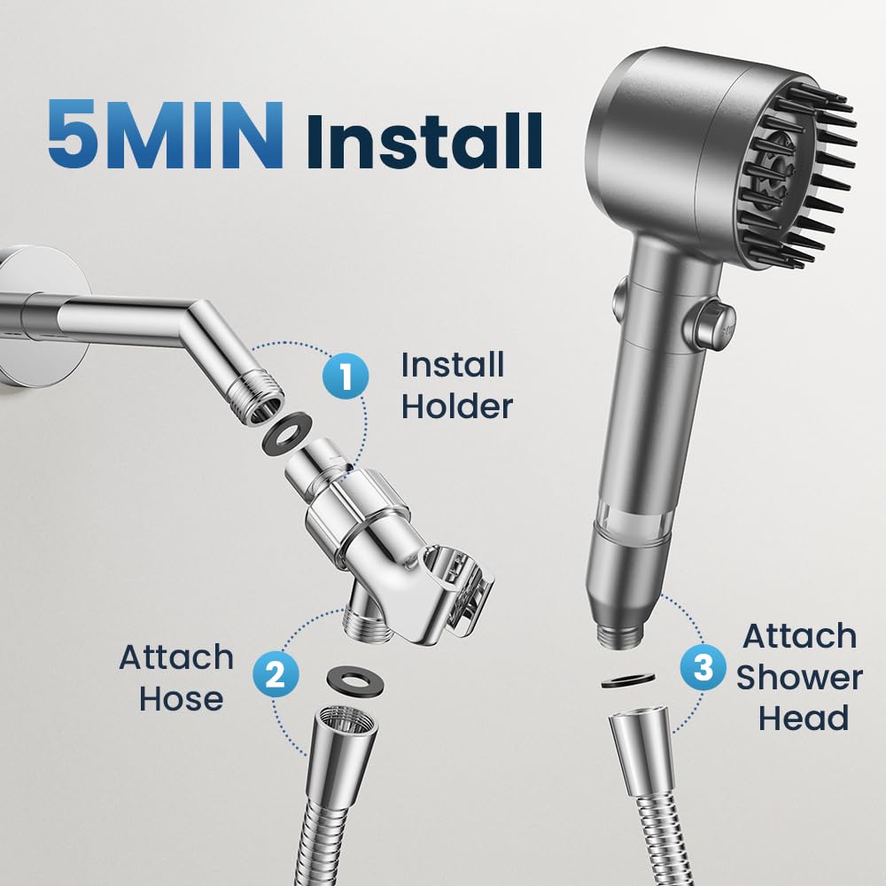 Jomst universal fit installs easily on standard shower arms