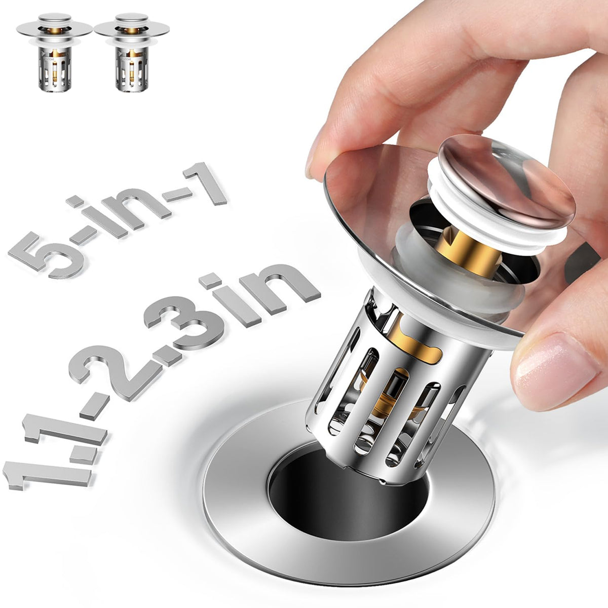 JOMSTHOME 5-in-1 stopper assembly for secure water sealing and drainage.