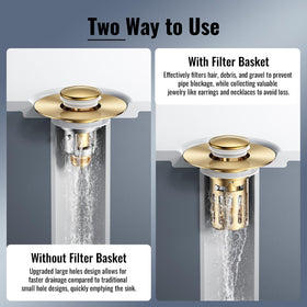 JOMSTHOME all-metal drain strainer with stainless-core for durability.