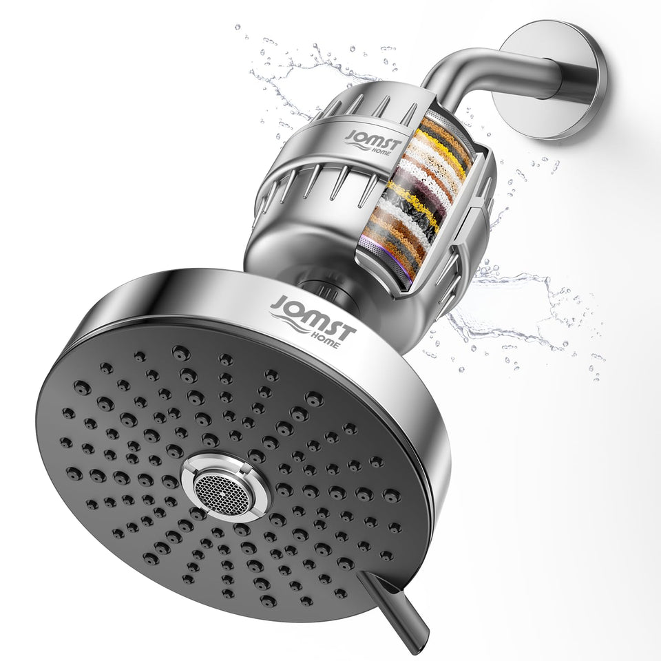 JOMSTHOME filtered shower head chrome front view for a spa-like daily upgrade