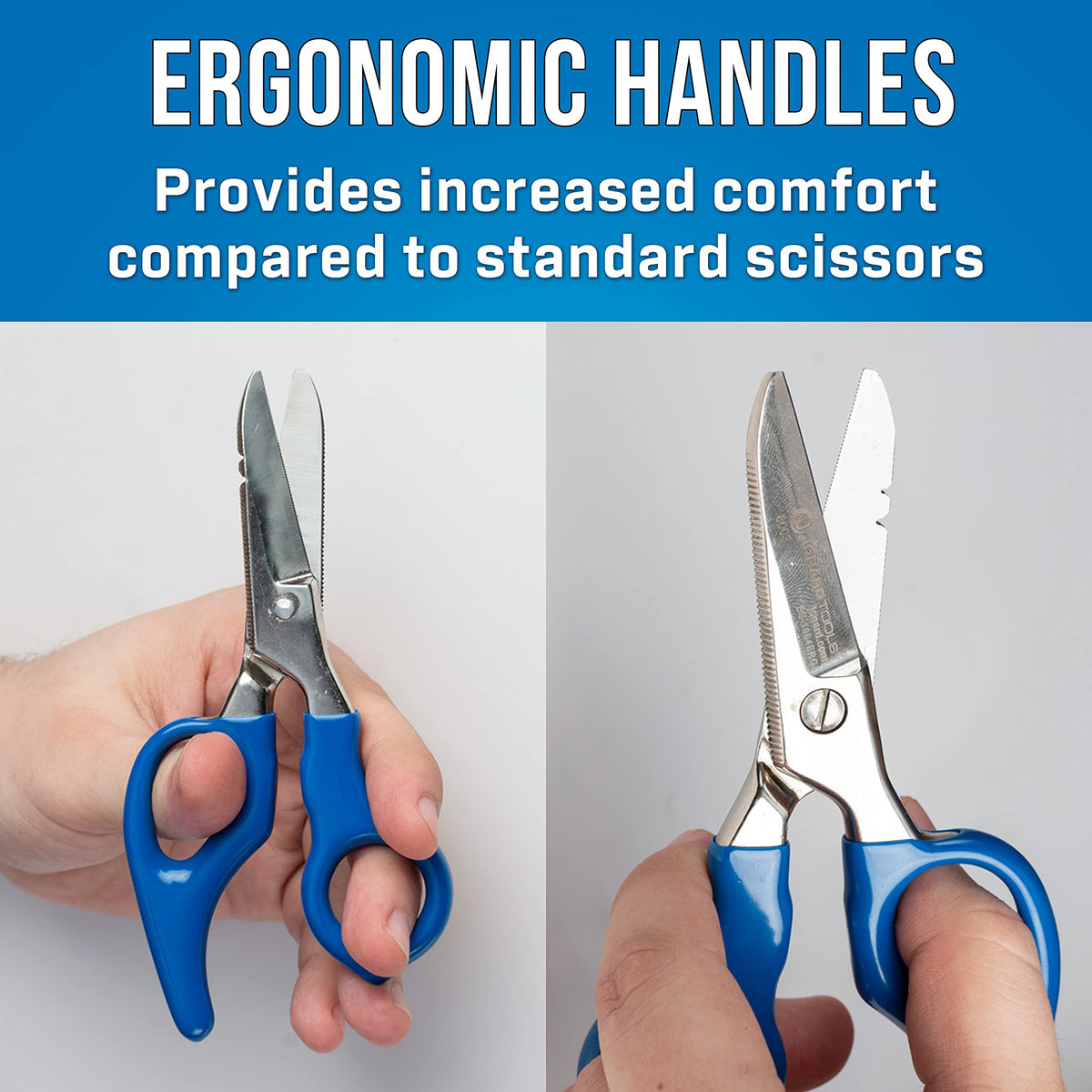 Jonard Tools ES-1964ERG scissors feature a serrated blade for cleaner cuts.
