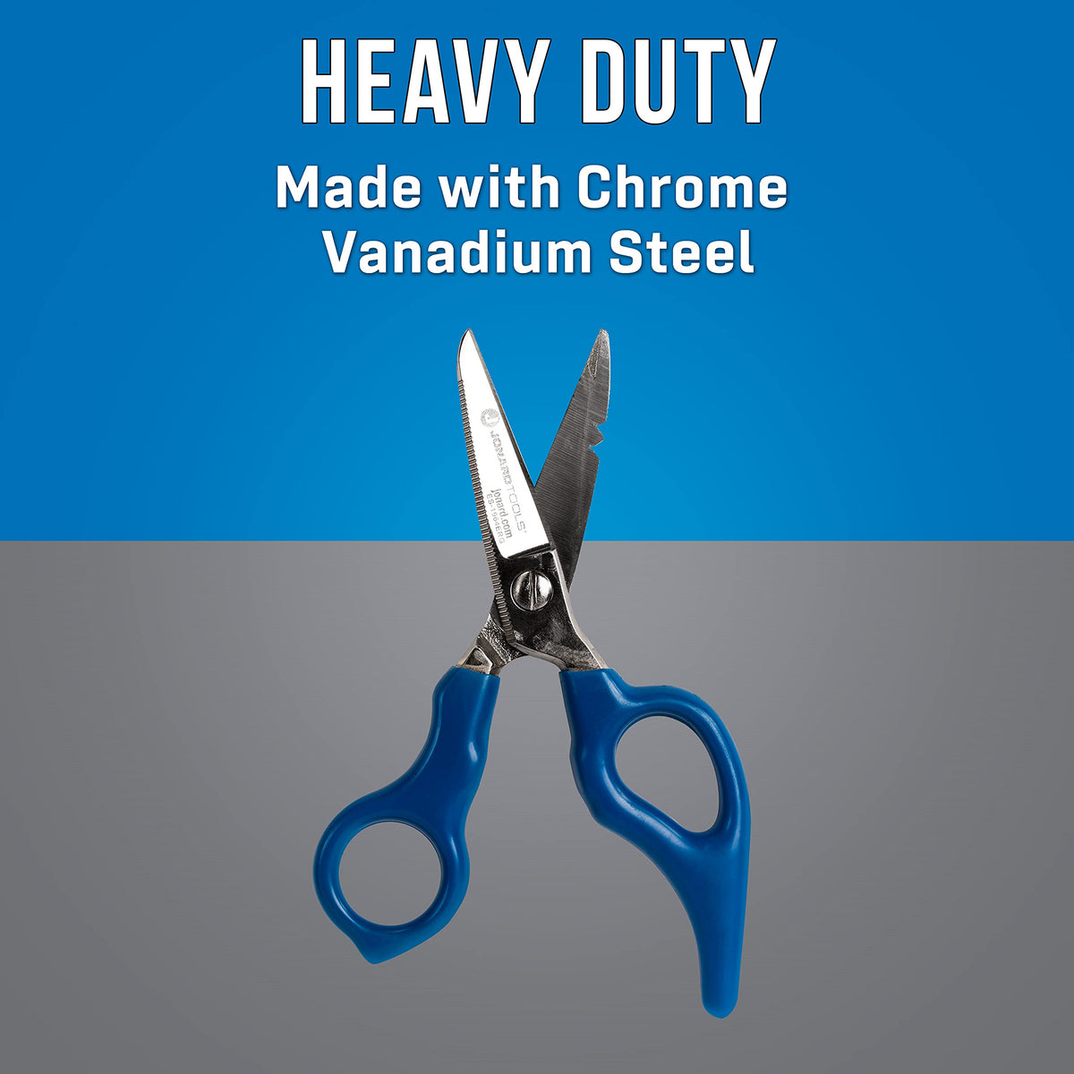 Jonard Tools ES-1964ERG scissors show notches for stripping 18-20 and 22-24 AWG wire.