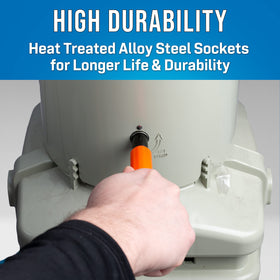 Jonard Tools M-216C/EX heat-treated alloy steel sockets offer long life.