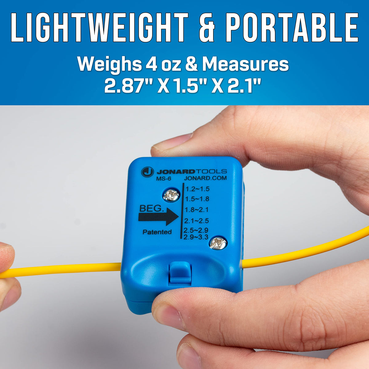 Jonard Tools MS-6 ergonomic design reduces fatigue during field cable work.
