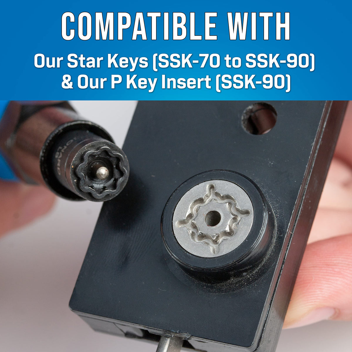 Jonard Tools SSK-876 LB and LS keys close-up highlighting star patterns and rugged metal