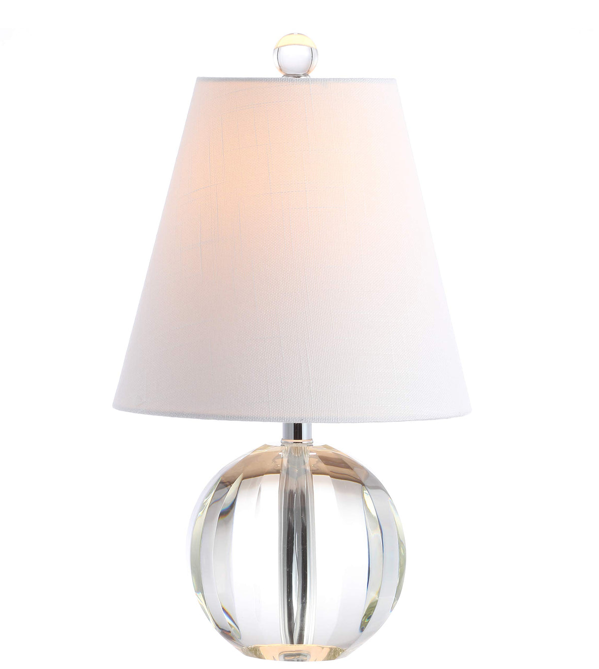 JONATHAN Y 16-inch clear crystal ball lamp with LED for elegant bedside lighting.