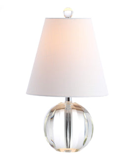 JONATHAN Y 16-inch clear crystal ball lamp with LED for elegant bedside lighting.