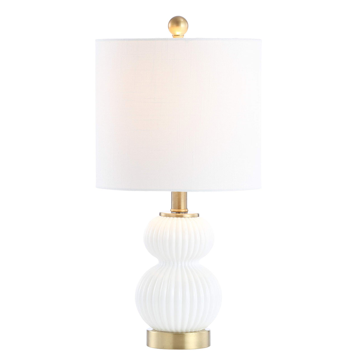 Jonathan Y 20in white-brass gourd lamp base adds sculptural elegance to any surface