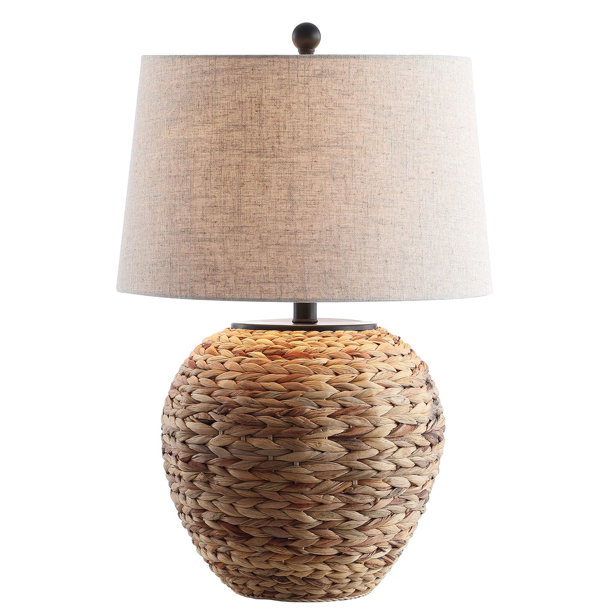 JONATHAN Y 24.5-inch natural water hyacinth basket base enhances coastal decor.