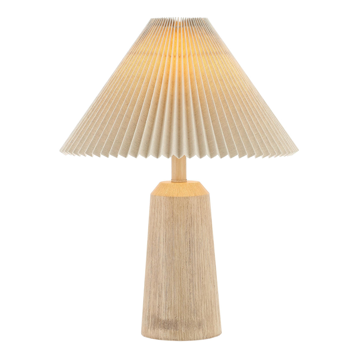 JONATHAN Y beige resin base lamp with black shade offers warm, modern ambience.