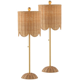 JONATHAN Y lamp base with warm brass finish for coastal spaces.