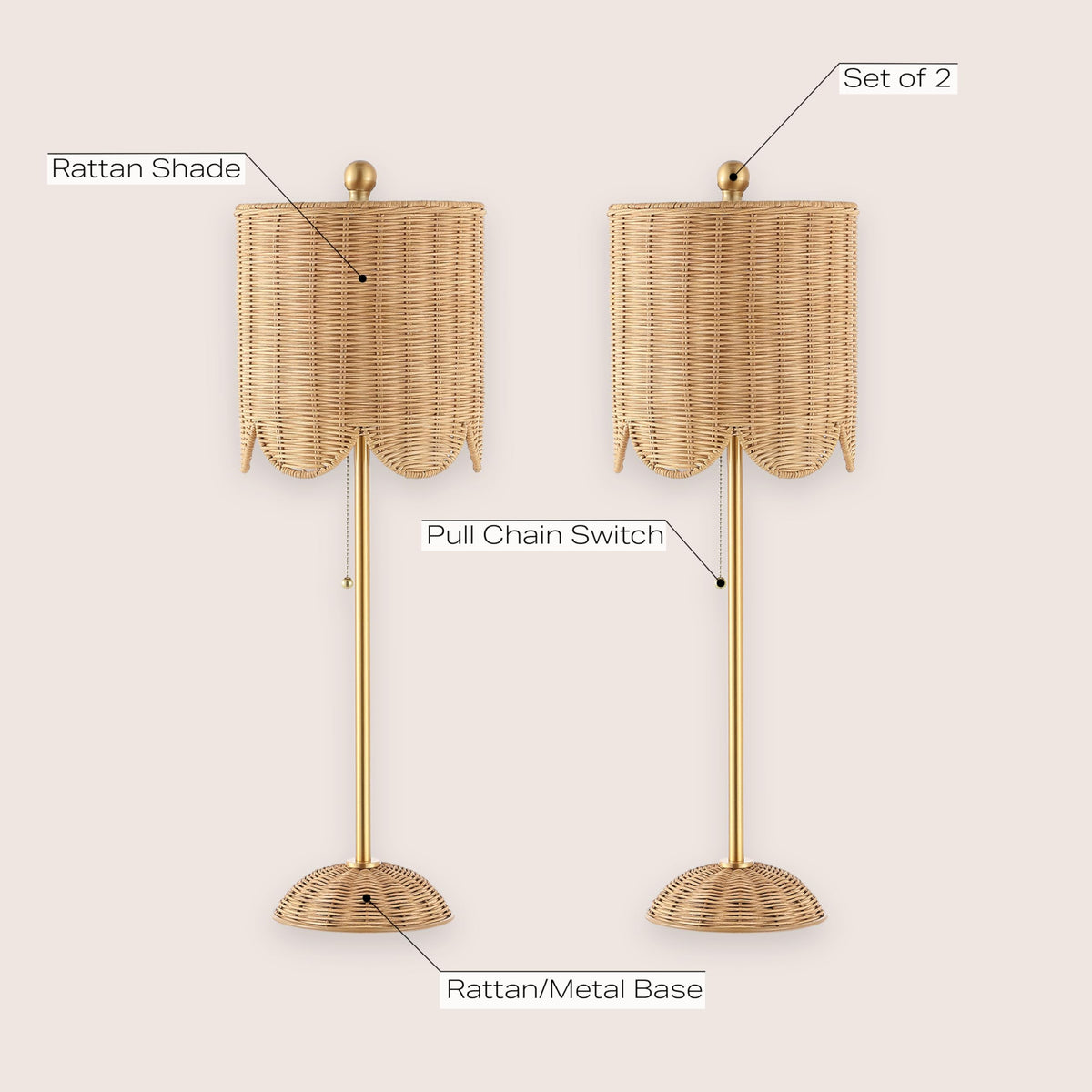 JONATHAN Y pair of lamps on dining table creating inviting ambience.