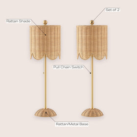 JONATHAN Y pair of lamps on dining table creating inviting ambience.