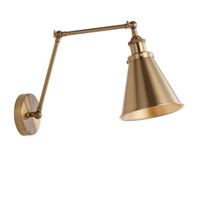 JONATHAN Y JYL7461A brass wall sconce with adjustable arm for bedside reading