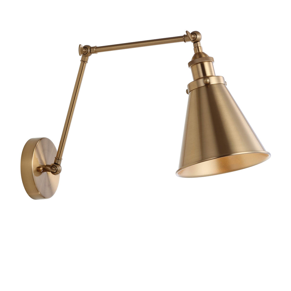JONATHAN Y JYL7461A brass wall sconce with adjustable arm for bedside reading